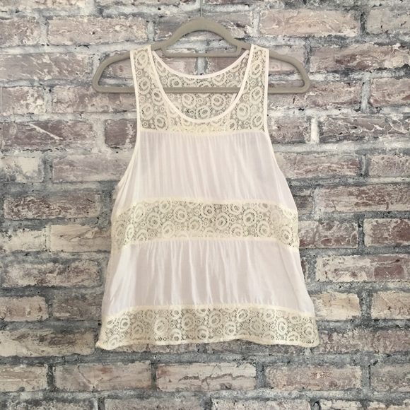 Criss Cross from Francescas Tops - Criss Cross from Francesca’s white/cream lace tank